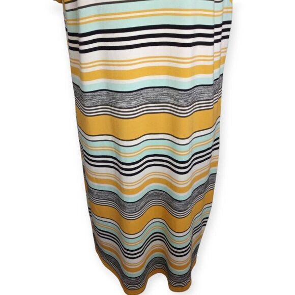 AVA & VIV YELLOW, GRAY, & MINT STRIPE T-SHIRT DRESS SZ.X - Picture 3 of 8